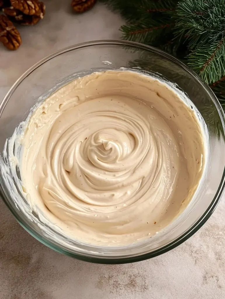 Smooth cream cheese mixture in a bowl.