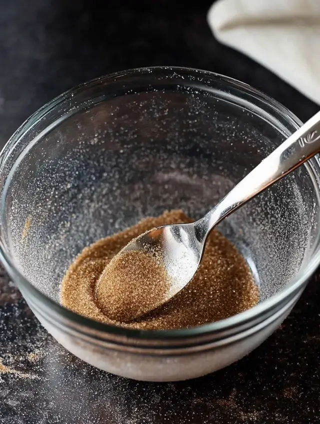 A bowl with a mixture of spices, including cinnamon, ginger, and cloves, with a spoon.